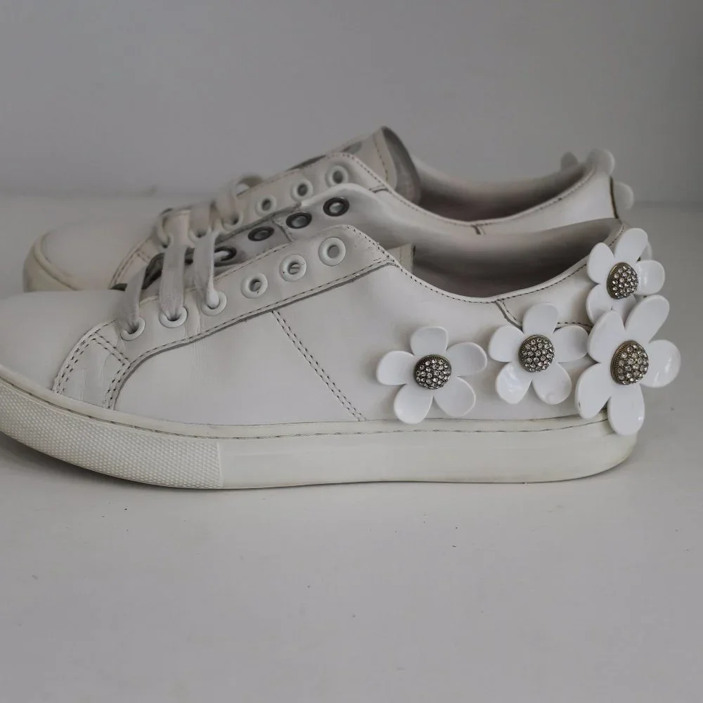 Marc Jacobs Women's Slip On White Leather Embellished Daisy Sneakers Sz 37 7